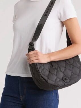 Pajar Quilted Shoulder Bag in Charcoal Gray with Branded Strap